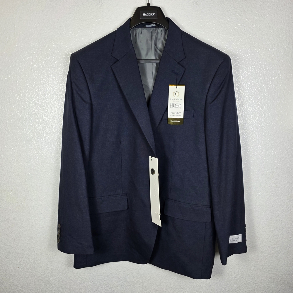 J.M. Haggar Men's Classic-Fit Premium Stretch Suit Jacket Dark Navy 48R